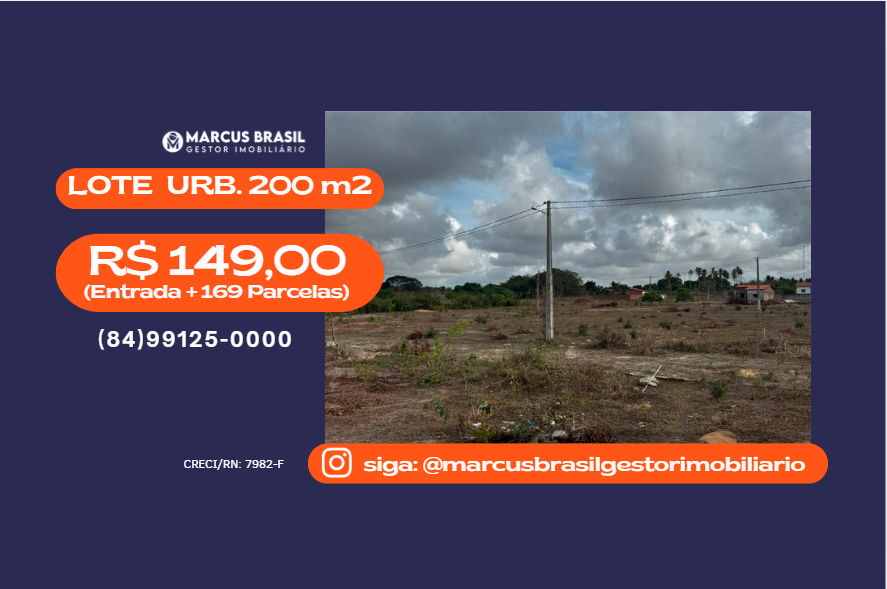 Foto do imóvel Lote Urbano com 200 m2 - Ceará-Mirim - RN
